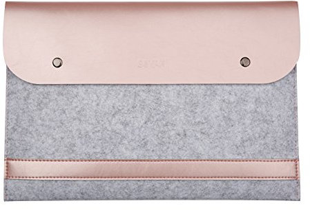 ele ELEOPTION Macbook Sleeve Bag, Ultra Slim Felt & PU Leather Sleeve Cover Case Protective Bag Notebook Laptop Carrying Bag For Macbook Air/Pro/Pro with Retina Display - 12 Inch, Rose Gold