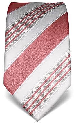 Vincenzo Boretti Cravate homme, pure soie, haute densité de tissage, anti-tâches, anti-salissures, hydrofuge, longue, accessoire élegant pour la chemise et costume - à rayures vieux rose