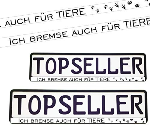 2x Kennzeichenhalter NummerschildhalterIch bremse auch für Tiere (Schwarz) Warenfux24