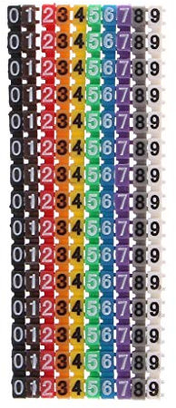 Rtengtunn 150 Morceaux de marqueurs de câble C-Type coloré étiquette de numéro d'étiquette pour 2-3mm Fil
