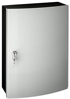 Erwin Paulat Kunststoff- und Metallwaren Haky Box Schlüsselschrank aus Stahl - Key Box - HakyBox - Schlüsselbox - Schlüsselkasten für 63 Schlüsselanhänger (inkl.) - Made in Germany (63 Haken)