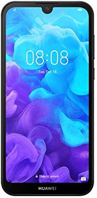 Huawei Y5 2019, 16GB, 2GB, 5.71 inches Dewdrop Display with Faux Leather Finish, SIM Free Smartphone with Face Unlock, Dual Sim, UK Version- Midnight Black (Renewed)