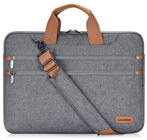 LONMEN 15.6 Zoll Laptop Hülle Wasserdicht Schultertasche Tasche Kompatibel mit Lenovo 15.6 Ideapad 330/15.6 HP EliteBook 850 G3 / Dell New Latitude 3590 Chromebook Ultrabook (Grau)