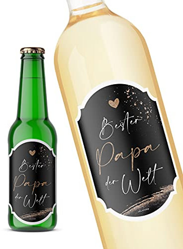 JoliCoon Bester Papa der Welt - Vatertagsgeschenk, Papa Geschenk - Vinylaufkleber für Flaschen - 8.5 x 12 cm