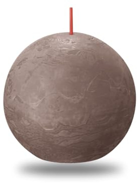 BOLSIUS Rustikale Kerze in Kugelform, 8 cm, Taupe