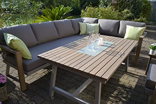 bomey Ecklounge Enviro Wood I Lounge-Set bestehend aus Tisch Mailand - Lange Seite Links I Hochdichtes Polystyrol Holz
