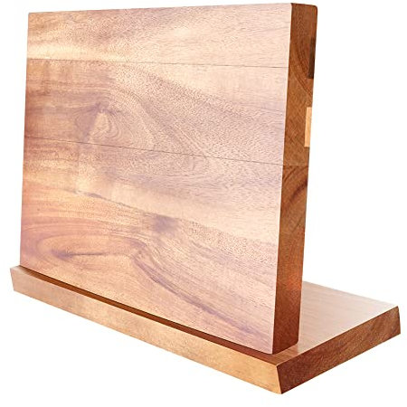 Home Safety Knife Block Magnetic Unequipped - Premium Double-Sided Magnetic Knife Holder without Knives - Knife Board Made of Acacia Wood for Safe, Tidy Storage of Knives