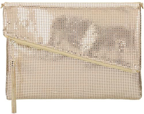 Venoline Große Metall Mesh Abend Clutch Tasche Cabrio Handtasche Quaste Geldbörse, Gold, Large