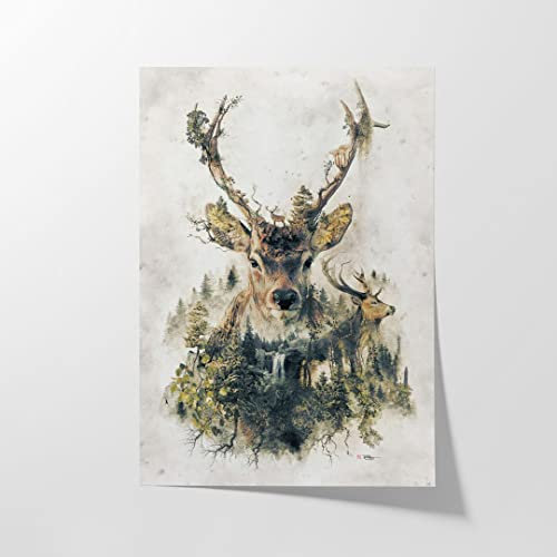 Hustling Sharks® Tierbilder auf Poster als XXL Wandbild Deer - Poster im Hochformat, Poster Tiere, Poster Schlafzimmer, Poster Kinderzimmer, Hirsch Bild, Hirsch Bilder (60x90cm)