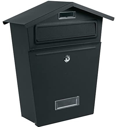 ZENO Post Box | Large Wall Mounted Modern Mailbox | Post Letter Box for Home | Classic Mail Box with 2 Keys | Easy To Install | Super Secure | Nameplate | Keep Your Mail Safe (Black)