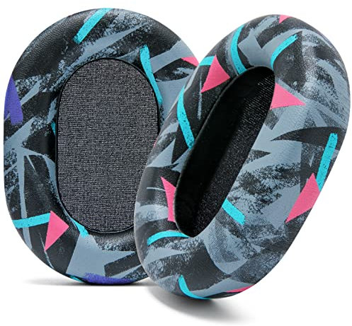 WC Wicked Cushions Extra Dicke Ohrpolster für Sony WH-1000XM5 – weiche PU-Lederkissen, luxuriöser geräuschisolierender Memory-Schaum, zusätzliche Dicke | 90's Black