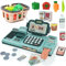 Elektronische Kasse Spielzeug Supermarkt Registrierkasse mit Scanner,Sound, Essen,Einkaufskorb,Kreditkarten-Geschenk für Mädchen Jungen ab 3 Jahre (Blue),33 * 15 * 16 cm
