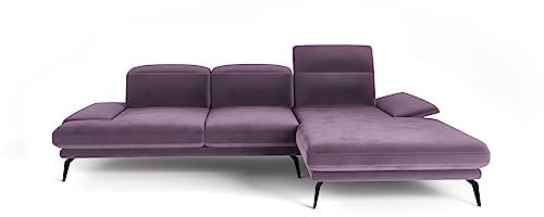 Siblo Ecksofa Deli Kollektion - Große Couch L Form 4 Personen für Wohnzimmer - Elegante Polstersofa - L-Sofa Eckcouch - Sofa 4-Sitzer - 289x183x83 cm - Lila - Rechte Ecke