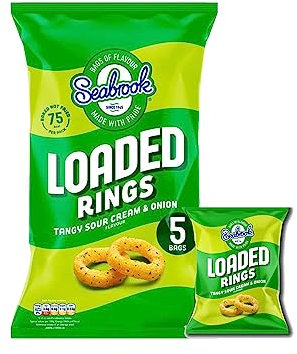 VSTAR Chips Crisps Bags Collections - Deliciously light & Crispy Chips Bags (loaded rings sour cream & onion (5 x 16g), 2 Packs)