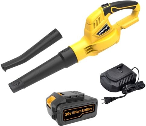 Werktough 20V Cordless Leaf Blower Electric with 3.0Ah Battery & Fast Charger, Lightweight Small Leaf Blower for Lawn