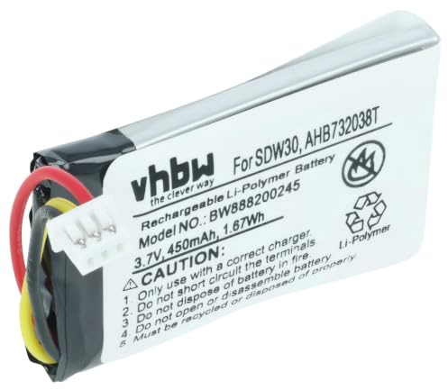 vhbw Akku Ersatz für Sennheiser AHB732038T | für Wireless Headset Kopfhörer (450 mAh, 3,7 V, Li-Polymer)