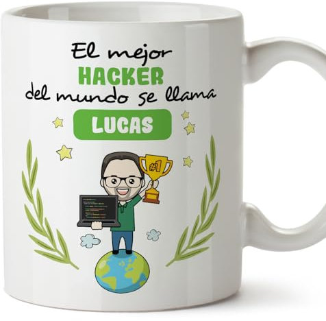 MUGFFINS Tazas Personalizadas para HACKER hombre - En Español - Eres Mejor del Mundo - 11 oz / 330 ml - Regalo Personalizable original y divertido