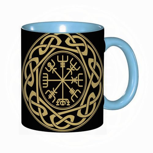 Kaffeebecher Mug,Vegvisir – isländischer Wegweiser oder Wegweiser ist ein isländischer magischer Stab, der dem T,kaffeebecher porzellan, tasse Füllmenge 330 ml - sehr interessante bedruckte Teetassen