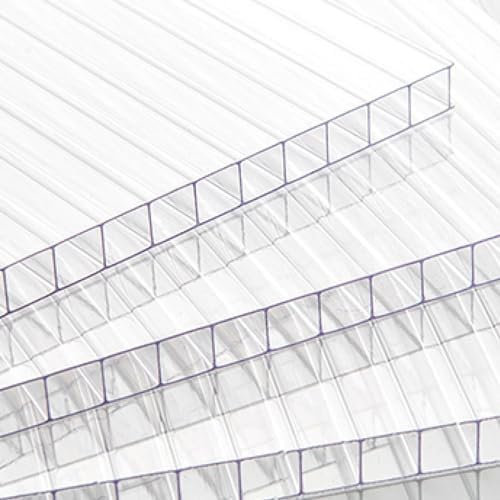 Lastra Policarbonato Alveolare 10 mm, Pannelli Policarbonato Trasparente 3000x1050 mm, Exolon® Con Doppia Parete, Ideale come Coperture per Tettoie, Giardini, Serre, Lucernari, Made in Italy