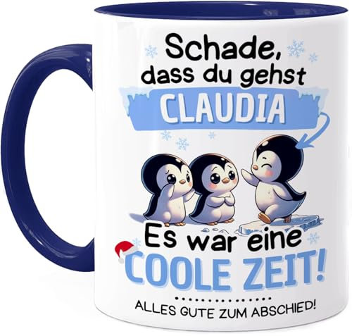 Tassenliebling® Abschiedsgeschenk Kollegin Tasse - Blau - Abschied Kollege Kollegin Tasse - Schade, dass du gehst - Beidseitiger Druck - Bürotasse zum Jobwechsel - Arbeitskollegin