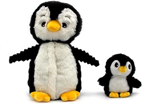 Les Déglingos Les Ptipotos by Glissou Le Pinguin Maman Baby – Plüschtier – sehr weich Geburt – Schwarz und Weiß – 16 cm