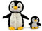 LES DÉGLINGOS PTIPOTOS by GLISSOU Le Pingouin Maman & Bebe - Peluche Ultra Douce 2 en 1 - Cadeau Naissance Anniversaire Noel - 24CM - Noir & Blanche