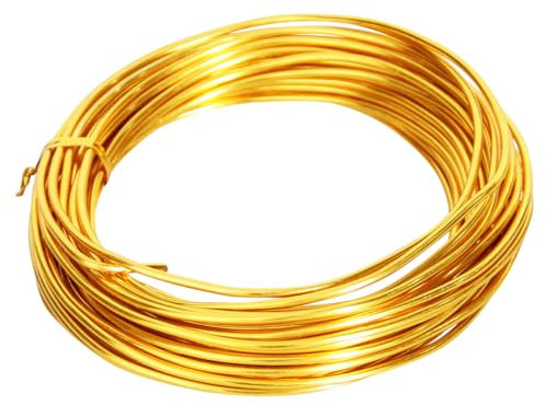 15.5 Metri di filo di alluminio Craft, colore Oro, 2 mm di spessore filo di scultura, filo armatura per la scultura, piegabile filo di metallo Craft per bambole scheletro e fai da te