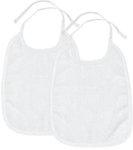 Meyco Baby Uni Lätzchen, 2er Pack (aus 100% Baumwollfrottee, weiches Material, sehr saugfähig und schnelltrocknend, maschinenwaschbar, leicht zu öffnen und schließen, Spucklätzchen Baby), White