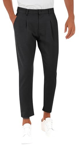 Runcati Herren Anzughosen Angenehme Praktische Hosen Casual Business Sommerhose Einfarbig Standhosen mit Taschen Schwarz X-Groß