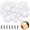 Idota 30 Stück Papierlampions Weiß mit LED Lichter, Hängende Papierlaternen mit 30 Warmweiß Mini LED Ballons Lichter Runde Papier Lampenschirm für Deko Hochzeit Gartenparty (Ø 15cm/20cm/25cm/30cm)