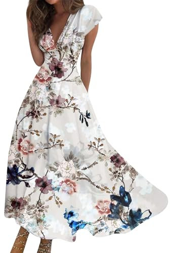 Robe Femme Chic Et Elegant, Robe Plage Ete Jupes Femme Longue De Mariée Ensemble Chic Et Elegant Robe Longue Femme Ete Boheme Chic Bleu Marine Africaine Wax des Vêtements pour (4-Rose,3XL)