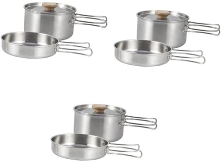 BESPORTBLE 3ensembles Set De Poêle avec Poignée Casserole pour Camping Et Cuisine Plein Air Accessoire De Randonnée Et Pratique