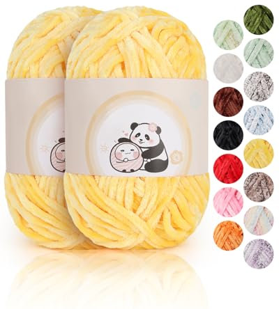 Aeelike Chenille Wolle, 2 x 100 g, Superweichem Häkelgarn für Handweben, Gelb