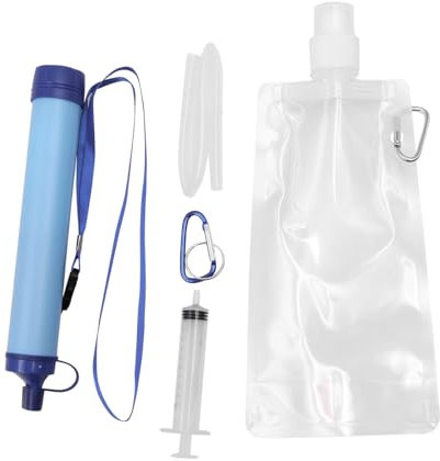 ANCLLO Filtro de Agua de Emergencia para Acampar al Aire Libre con Sistema de filtración Multicapa - Portátil, configuración Completa,Vida de filtración de 1500L