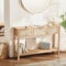 VEVOR Tavolo Consolle in Rattan con 3 Cassetti Portaoggetti, Tavolo Ingresso in Rattan con Porta Scorrevole in Rattan Naturale, Tavolo Consolle Divano per Soggiorno, Ingresso o Parete TV, Naturale