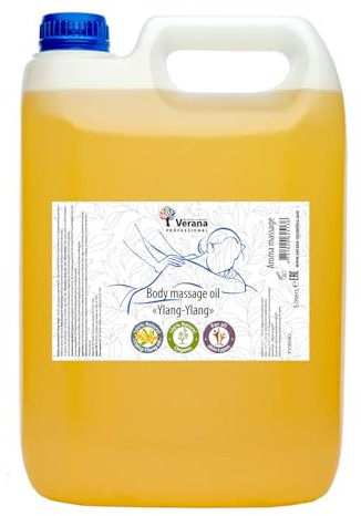 Huile de massage Verana, Ylang Ylang, Huile cosmétique naturelle pour le corps, Pour tous types de peau, Massage rajeunissant et revitalisant, Aromathérapie (5L)