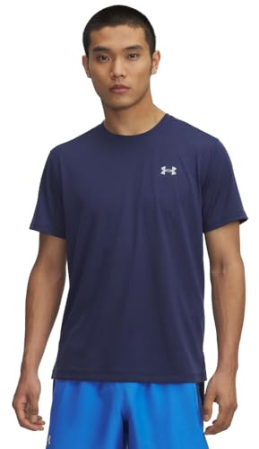 Under Armour Herren Launch Shortsleeve, leichtes & weiches Laufshirt, atmungsaktives Funktionsshirt, schnelltrocknendes Sportshirt mit reflektierenden Details,Washed Navy / / Reflective,MD