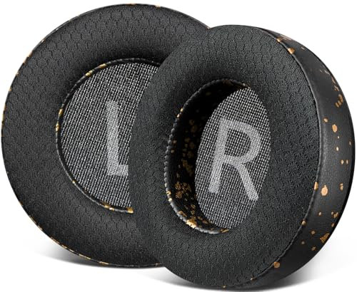 SOULWIT 80mm Mesh Fabric Earpads Replacement for AKG Pro Audio K175 Headphones, Ear Pads Cushions with Noise Isolation Foam - Black Gold