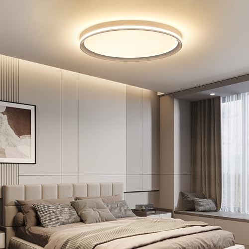 Mikeru 60cm Large LED Bathroom Ceiling Lights, LED Ultra Thin Light 10% to 100% Dimmable with Remote Control 3000K/4500K/6500K White Flush Mount Full Spectrum Ceiling Light for Hallway, Loft