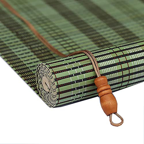 Store enrouleur en bambou pour fenêtre, protection de l'intimité à 70 %, style rétro, vert, 80 x 180,3 cm