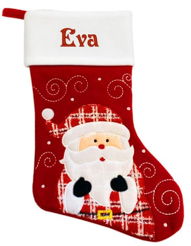 Amikado Roter Weihnachtsstiefel mit Namensstickerei - Motiv Weihnachtsmann