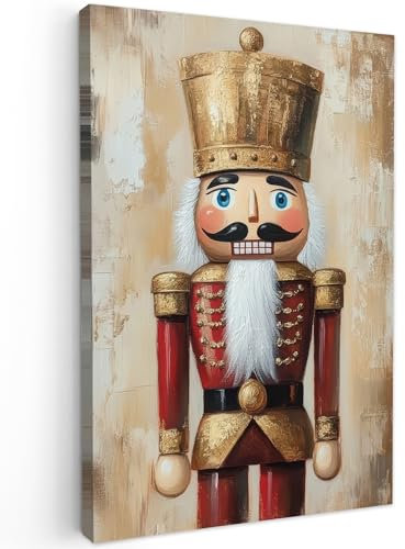 MuchoWow© Weihnachtsdeko Leinwand Klein 20x30 cm Mini Deko Schlafzimmer Weihnachtsgeschenke Leinwandbilder Wohnzimmer Gemälde Living Room Decoration Geschenke Weihnachten - Puppe - Abstrakt - Beige