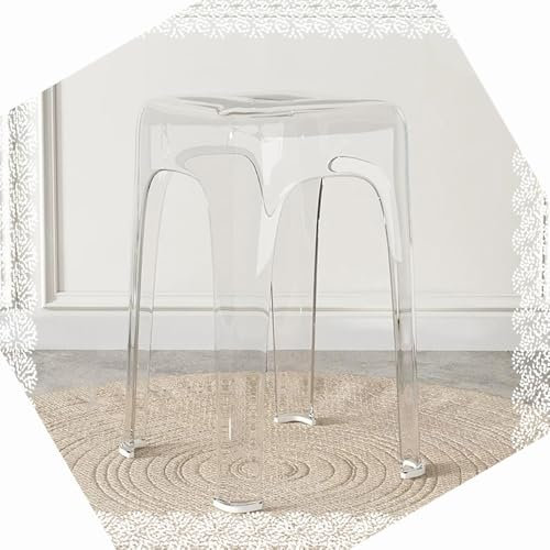 DAQXYH Tabourets Empilables pour La Maison Tabouret Transparent Tabourets Hauts Empilables 46 Cm Tabouret De Bar en Acrylique pour Réunions De Famille, Salon, Cuisine(Transparent)