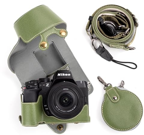 MUZIRI KINOKOO Housse pourNikon Z50 II, Étui de Protection pour Appareil Photo Nikon Z50 II/Z50II avec Objectif DX 16-50 mm f/3.5~6.3 - Étui Amovible avec Bandoulière et Poche de Rangement - Vert