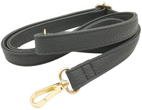 PU Lederriemen für Klein Tasche Grau, Verstellbarer Damen Taschengurte mit Karabiner Gold, 80-125 cm Tragegurt Tasche für Damen, Crossbody Gurt, 1.9cm, 1802