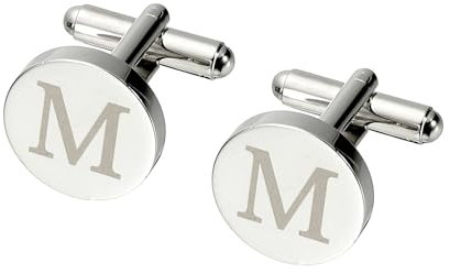 PATIKIL Anfängliche Manschettenknöpfe, Klassischer Buchstabe m Kupfer Runde Herren Manschettenknöpfe 26 Buchstaben A-Z für Männer Ehemann Hochzeiten Geschenk Geschäft Geburtstag, Silber