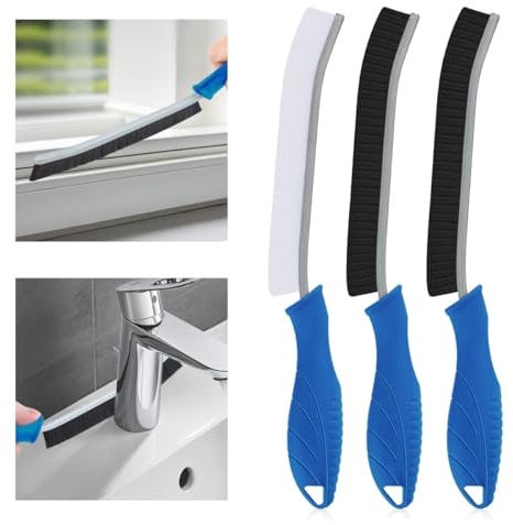 TQRR Hard Bristle Crevice Cleaning Brush UK-Thin Gap Cleaning Brush, Grout Brush, Kitchen Brush, Cleaning Tools for Toilet, Bathroom, Home, Bathtub, Sink, Household, Window (3, Lichen Blue)