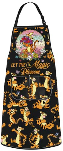 WZMPA Lustige Tigger-Küchenschürze, Tigger-Fans, Geschenk, Let The Magic Blossom Tigger, verstellbare Schürze mit Taschen, Tigger Merch