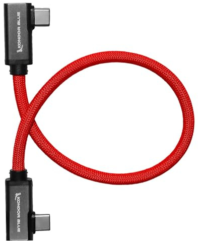 KONDOR BLUE Cable USB-C de ángulo recto dual de 12 pulgadas para grabación y carga SSD | Datos de 8K, 100 W PD, USB 3.1/3.2 Gen 2 de 10 Gbps para cámaras, monitores, iPhone 17/16/15, tabletas y más |