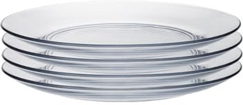 Supercap - Plato de vidrio transparente templado, plato de cena de 7.5 pulgadas, plato decorativo de vidrio para ensalada, postre, mesa de comedor de cocina, paquete de 4